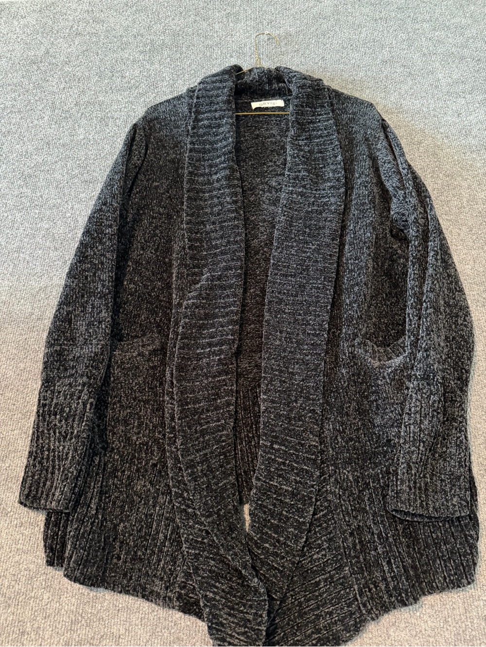 Orvis Charcoal Open-Front Shawl Collar Cardigan